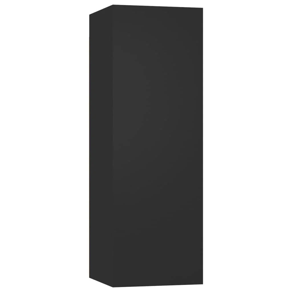  4 Piece TV Cabinet Set Black Engineered Wood