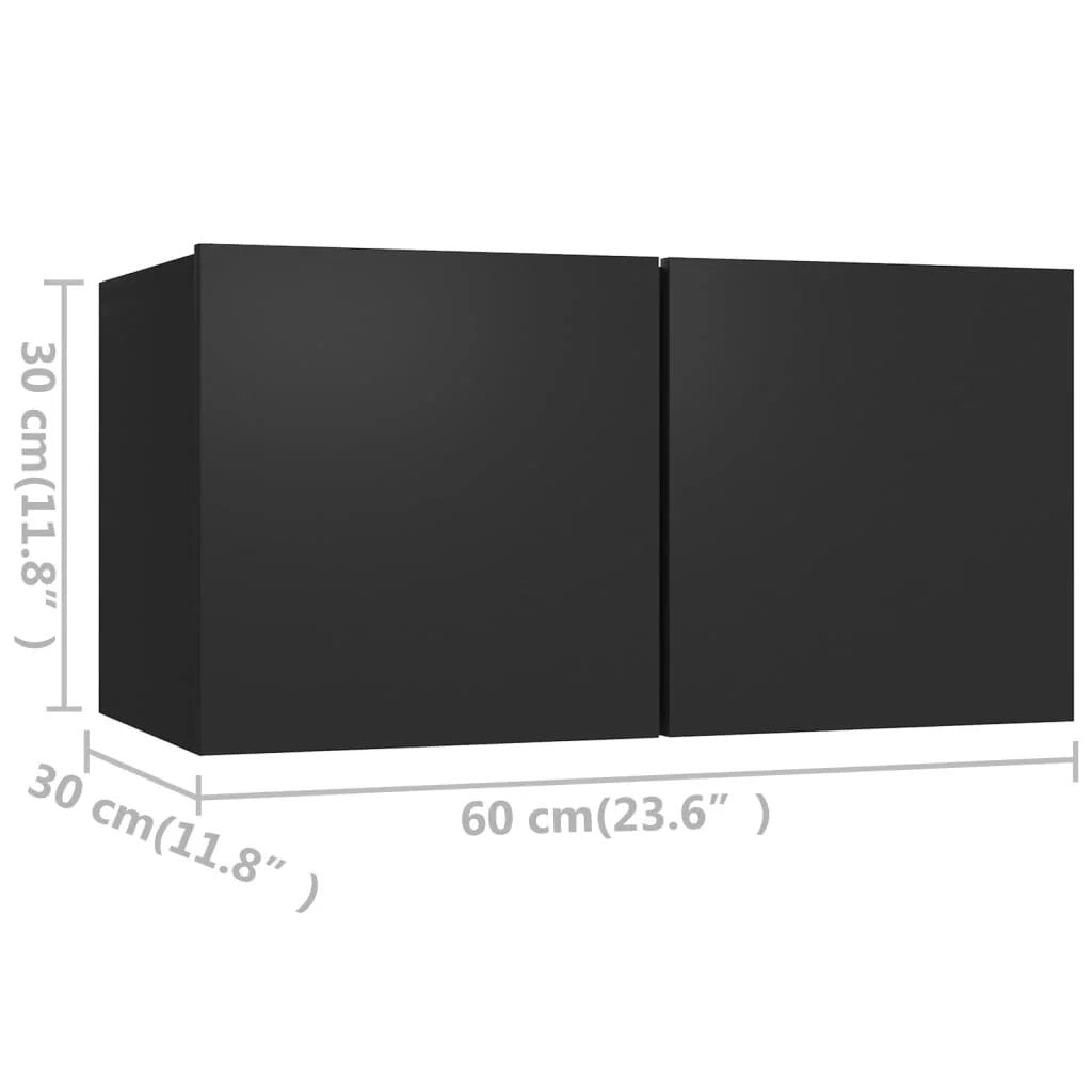  2 Piece TV Cabinet Set Black Engineered Wood