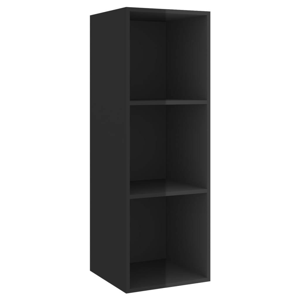  3 Piece TV Cabinet Set High Gloss Black Engineered Wood