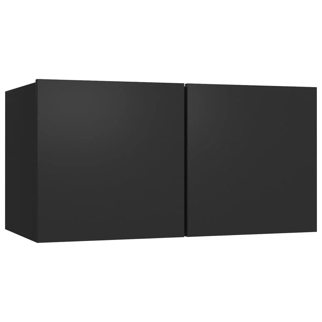  2 Piece TV Cabinet Set Black Engineered Wood
