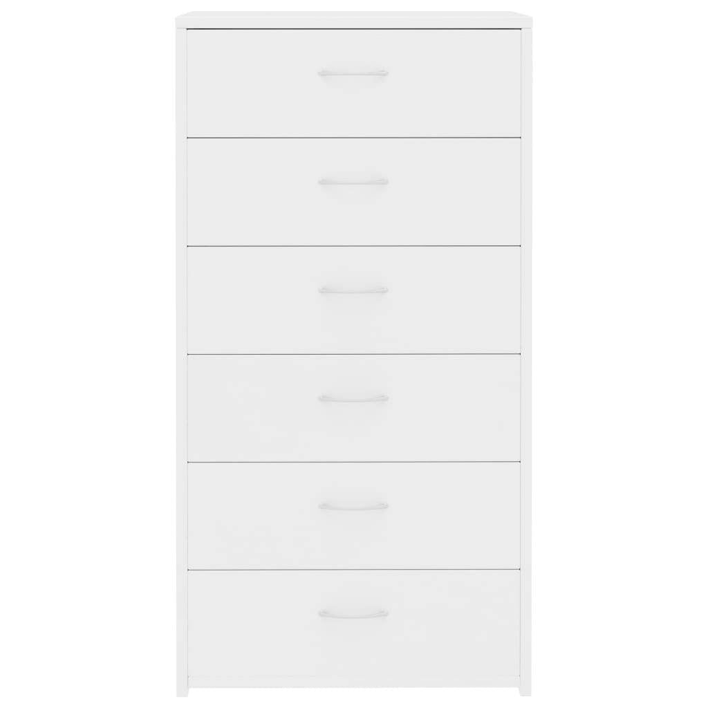 Sideboard with 6 Drawers White 50x34x96 cm Engineered Wood