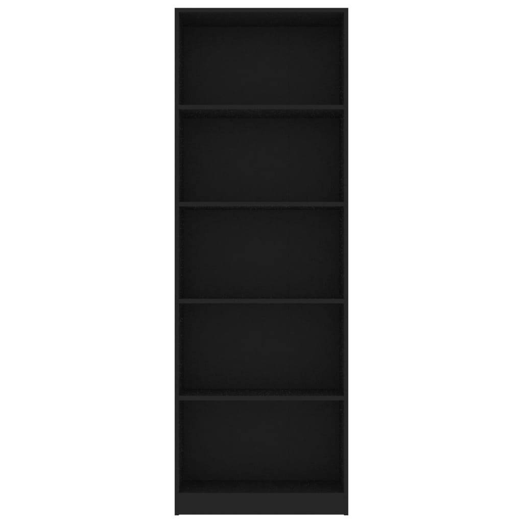 5-Tier Book Cabinet Black 60x24x175 cm Engineered Wood