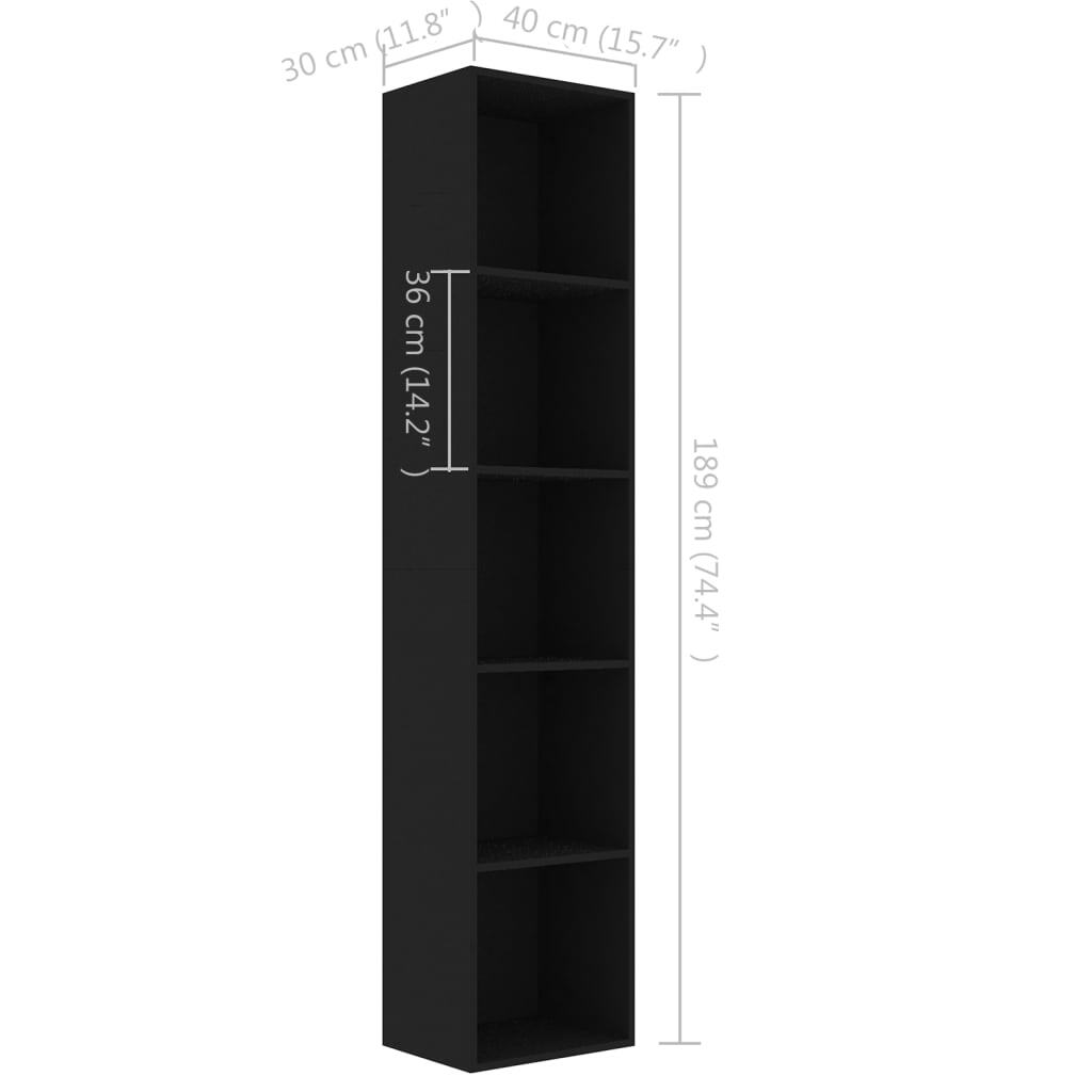 Book Cabinet Black 40x30x189 cm Engineered Wood