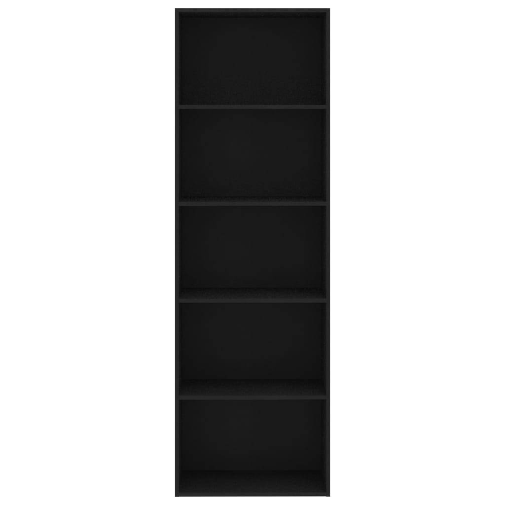 5-Tier Book Cabinet Black 60x30x189 cm Engineered Wood