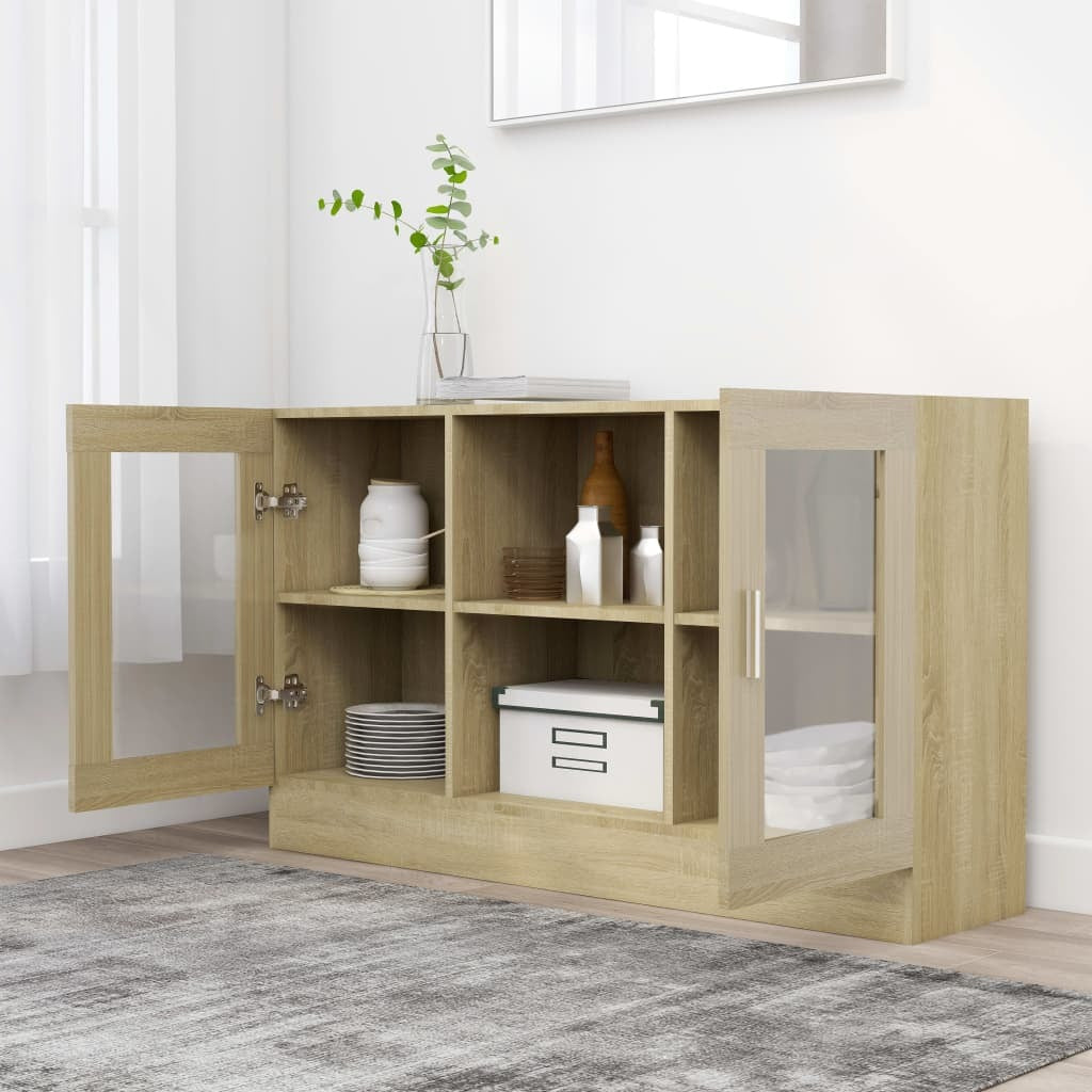 Vitrine Cabinet Sonoma Oak 120x30.5x70 cm Engineered Wood