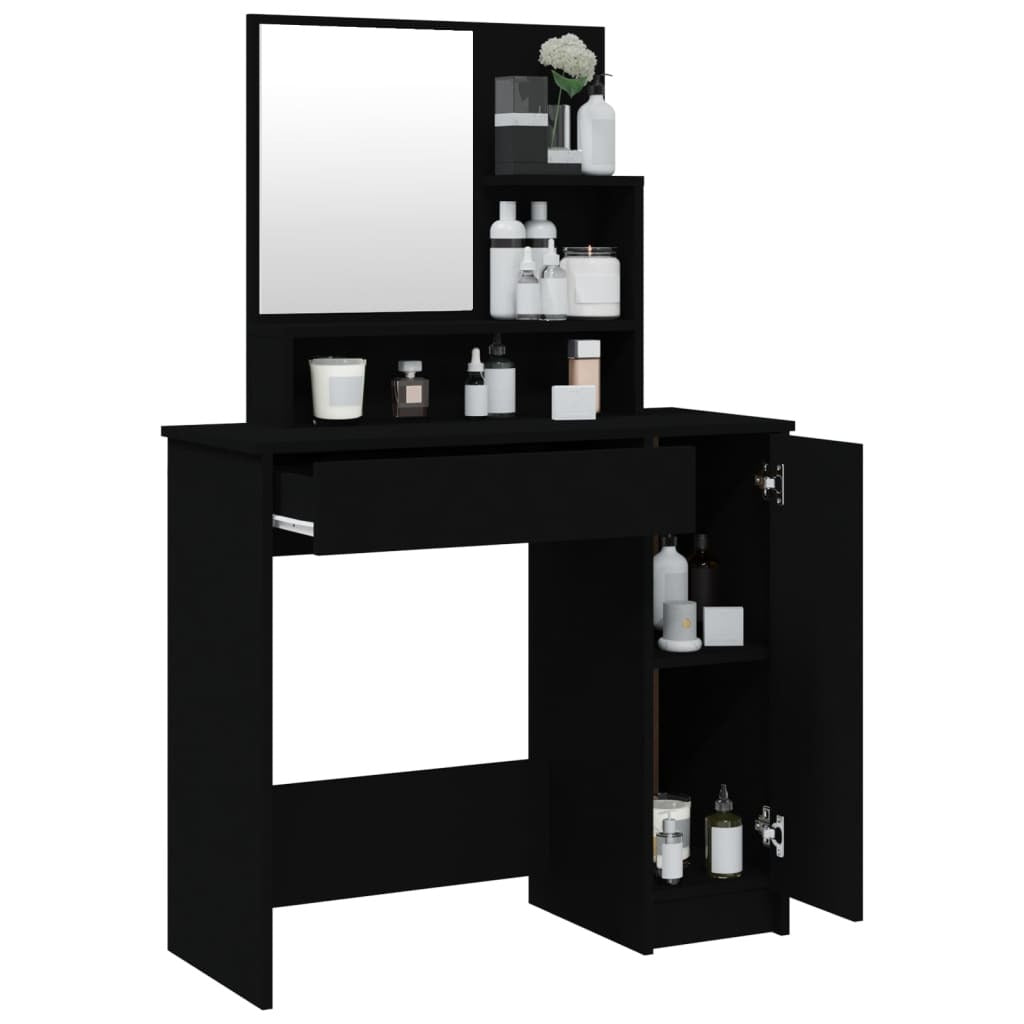 Dressing Table with Mirror Black 86.5x35x136 cm