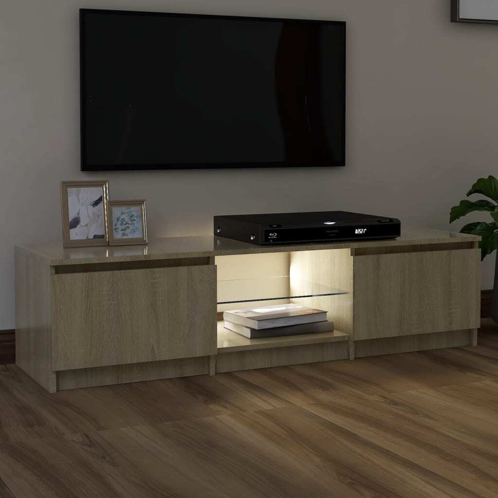 TV Cabinet with LED Lights Sonoma Oak 140x40x36 cm