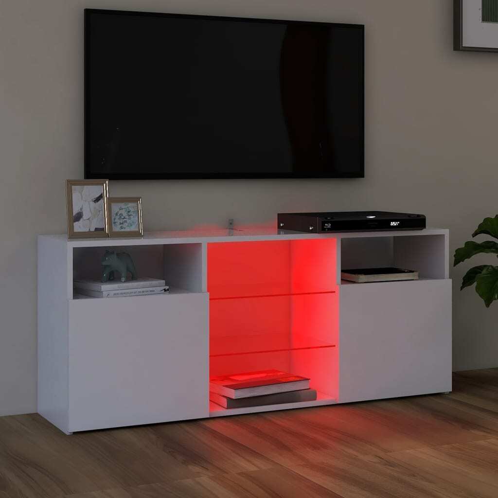 TV Cabinet with LED Lights White 120x30x50 cm