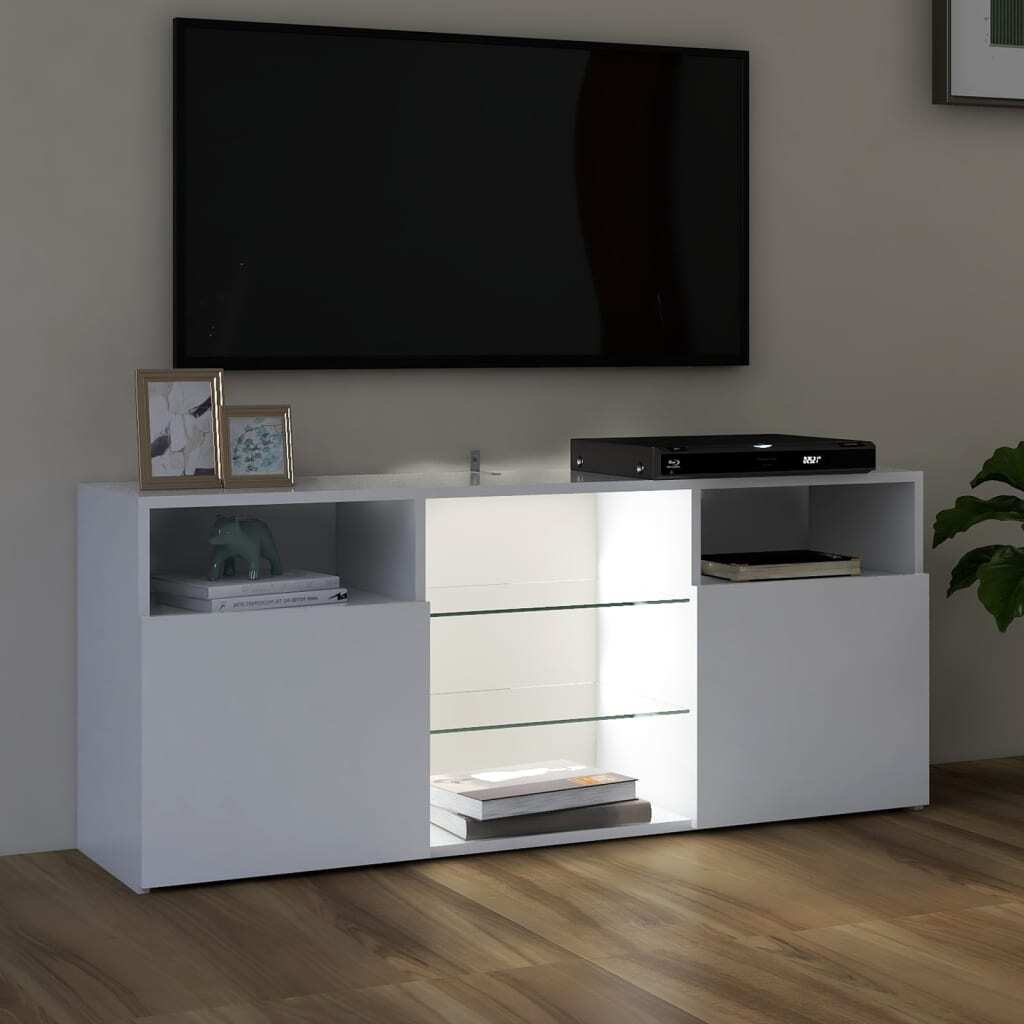 TV Cabinet with LED Lights White 120x30x50 cm