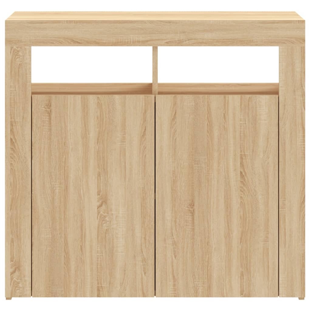 Sideboard with LED Lights Sonoma Oak 80x35x75 cm