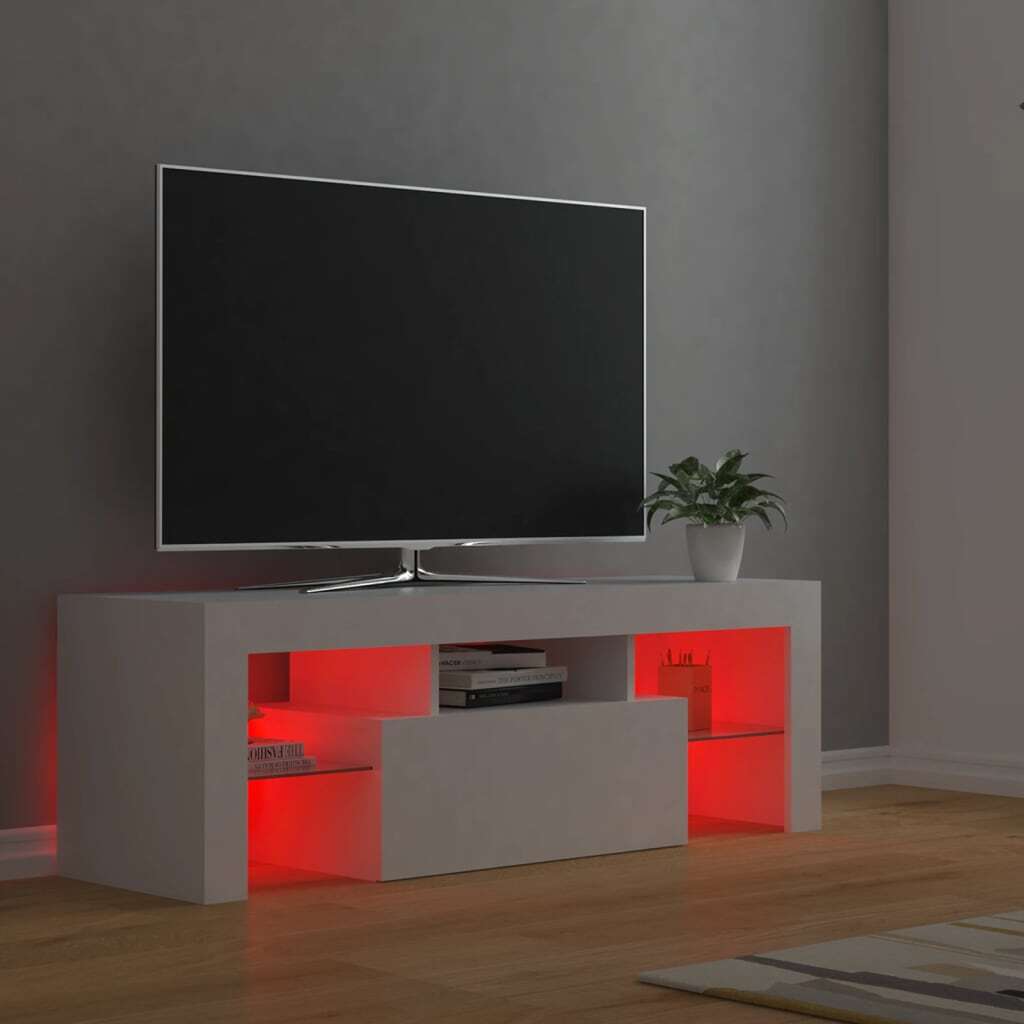 TV Cabinet with LED Lights White 120x35x40 cm