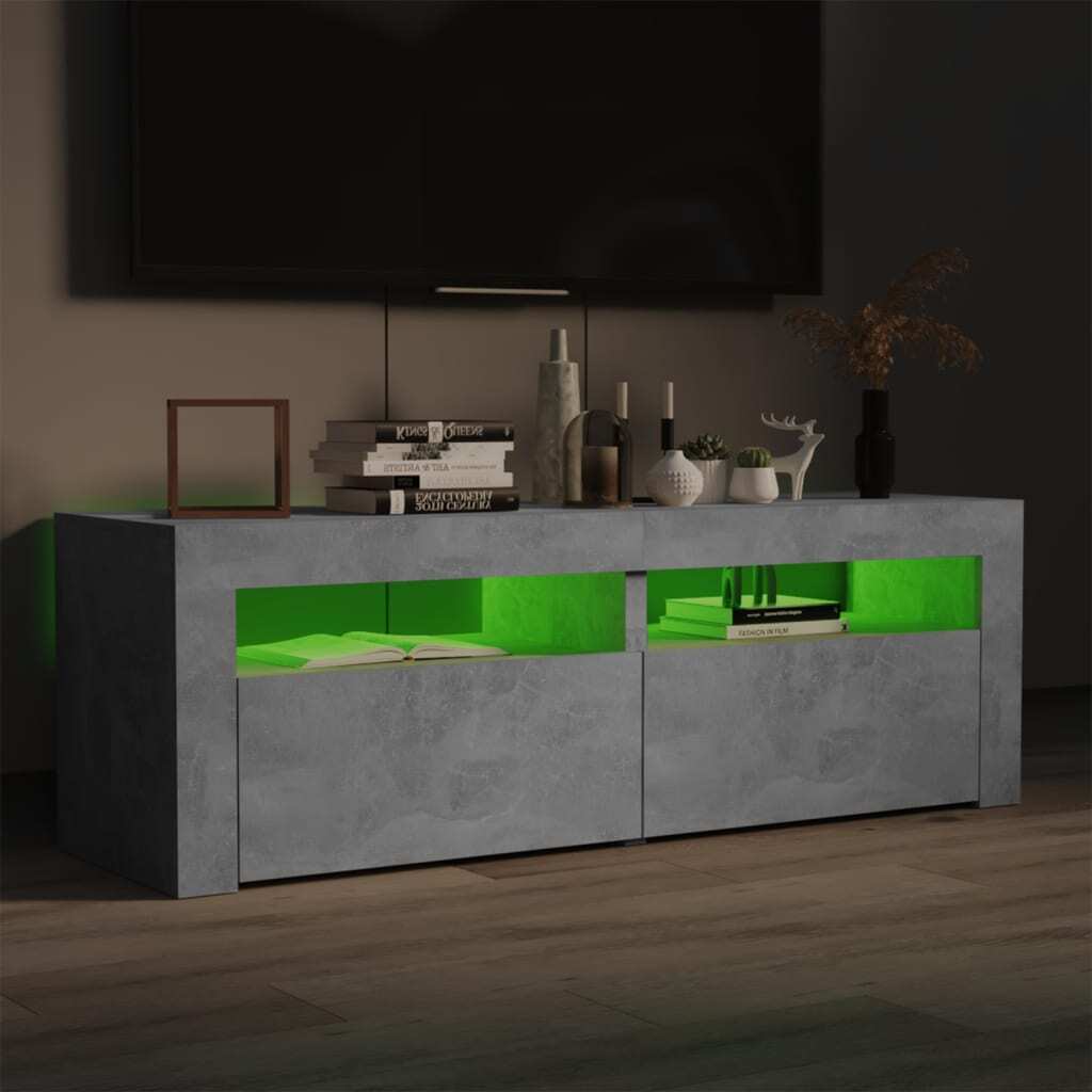 TV Cabinet with LED Lights Concrete Grey 120x35x40 cm