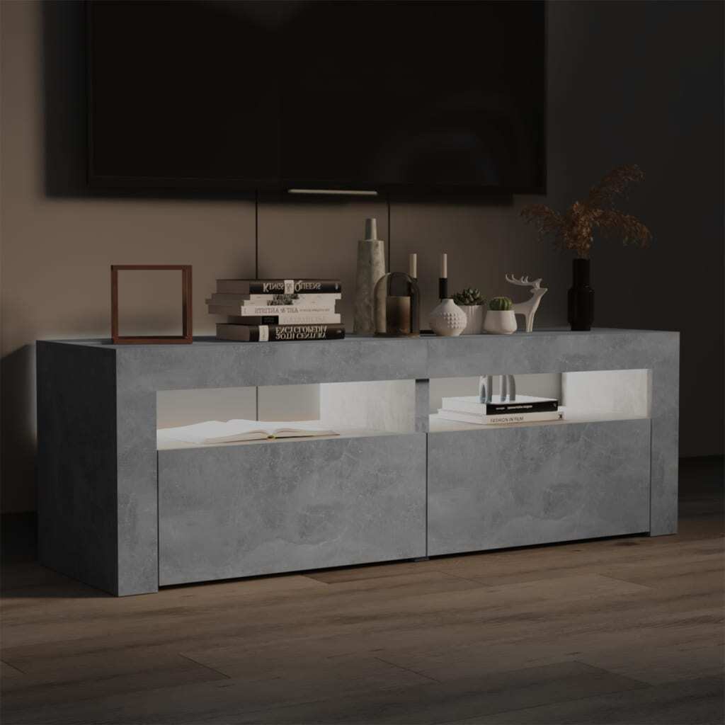 TV Cabinet with LED Lights Concrete Grey 120x35x40 cm