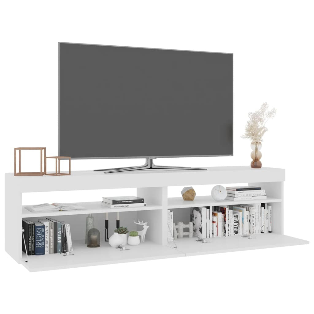 TV Cabinets 2 pcs with LED Lights White 75x35x40 cm