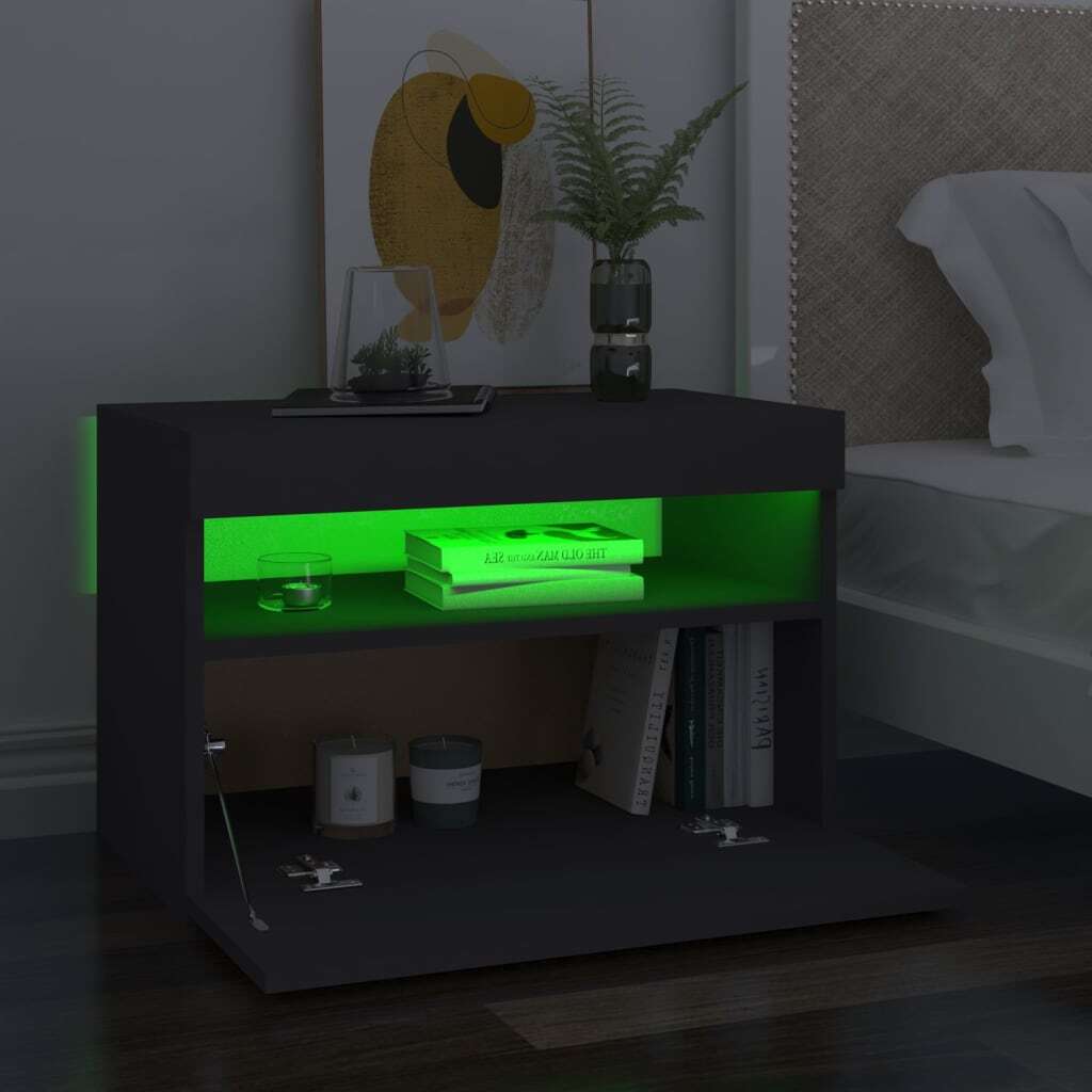 TV Cabinets with LED Lights 2 pcs Grey 60x35x40 cm