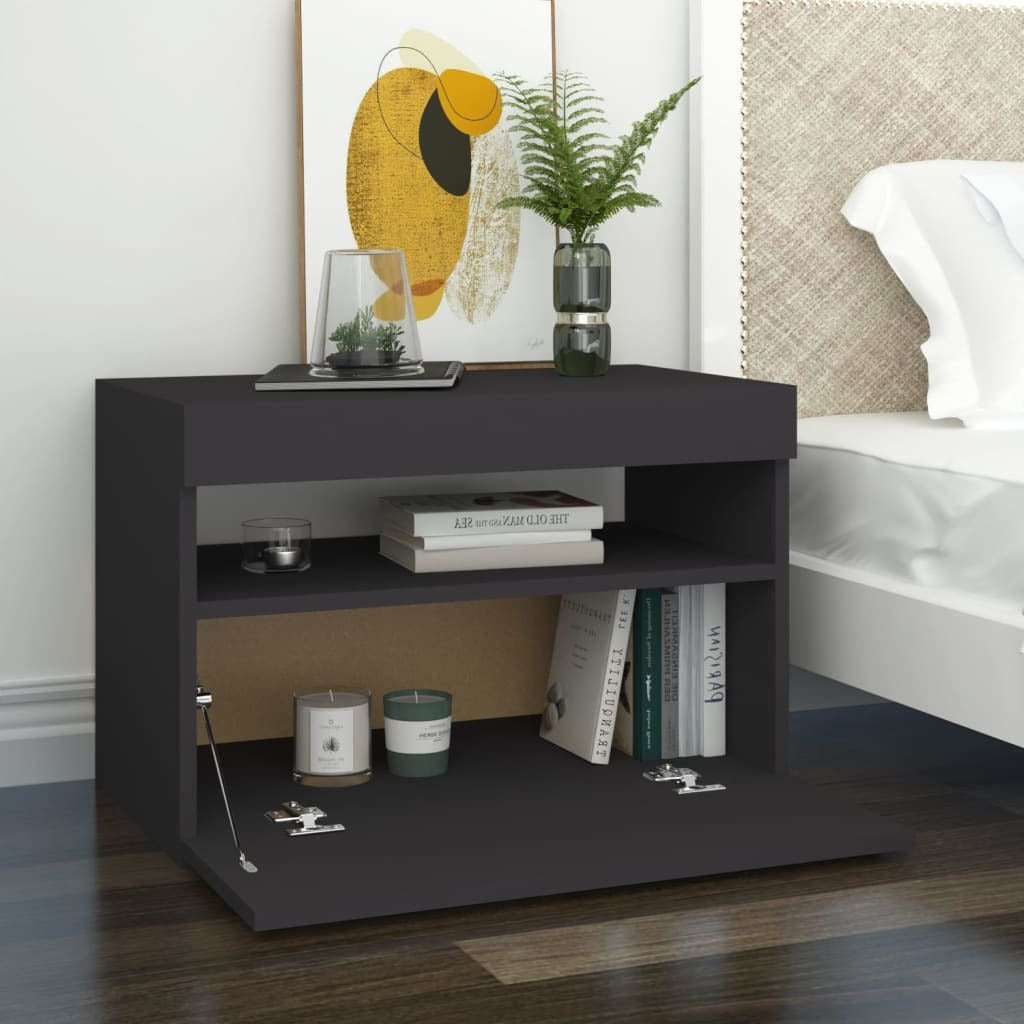 TV Cabinets with LED Lights 2 pcs Grey 60x35x40 cm