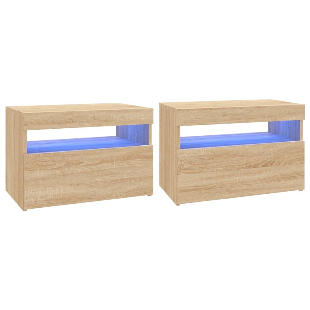 TV Cabinets with LED Lights 2 pcs Sonoma Oak 60x35x40 cm