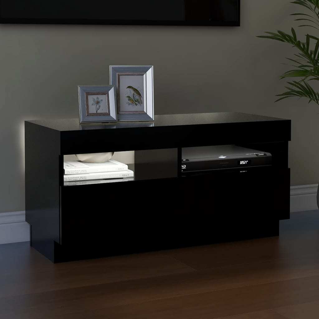 TV Cabinet with LED Lights Black 80x35x40 cm