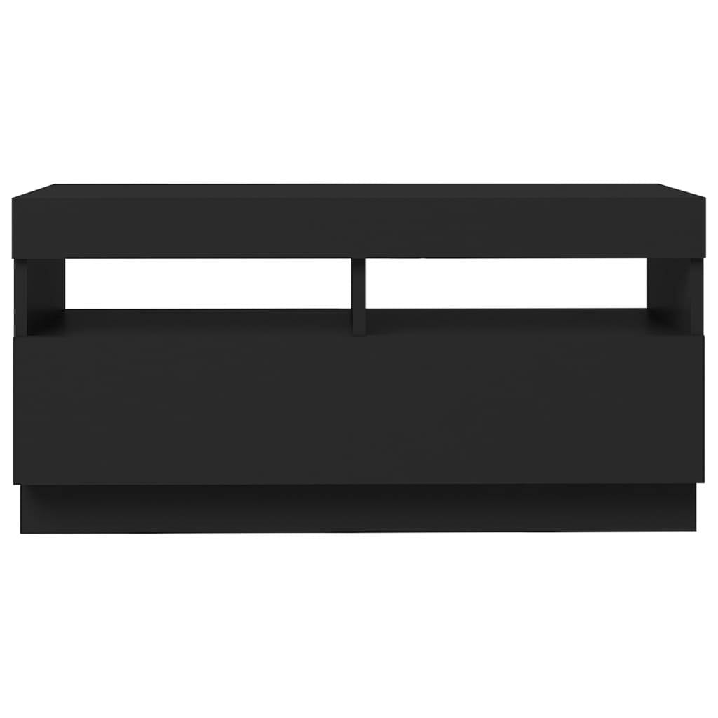 TV Cabinet with LED Lights Black 80x35x40 cm