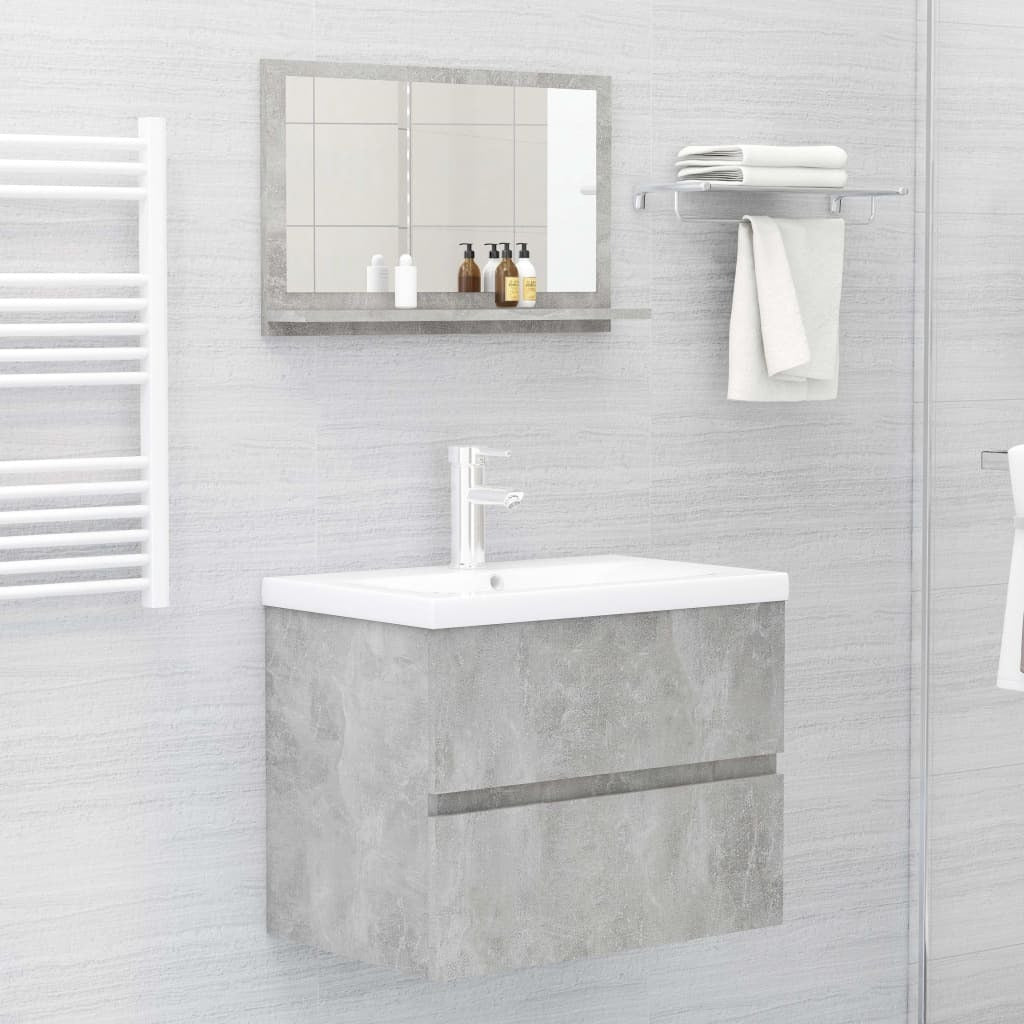 Bathroom Mirror Concrete Grey 60x10.5x37 cm Engineered Wood
