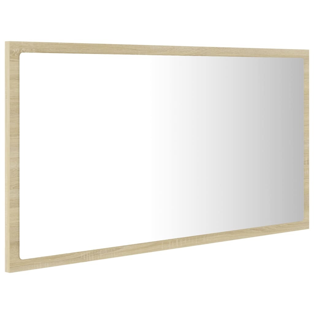 LED Bathroom Mirror Sonoma Oak 80x8.5x37 cm Acrylic