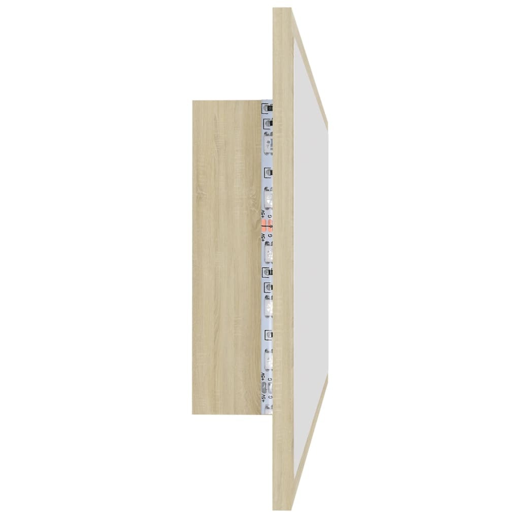 LED Bathroom Mirror Sonoma Oak 100x8.5x37 cm Acrylic