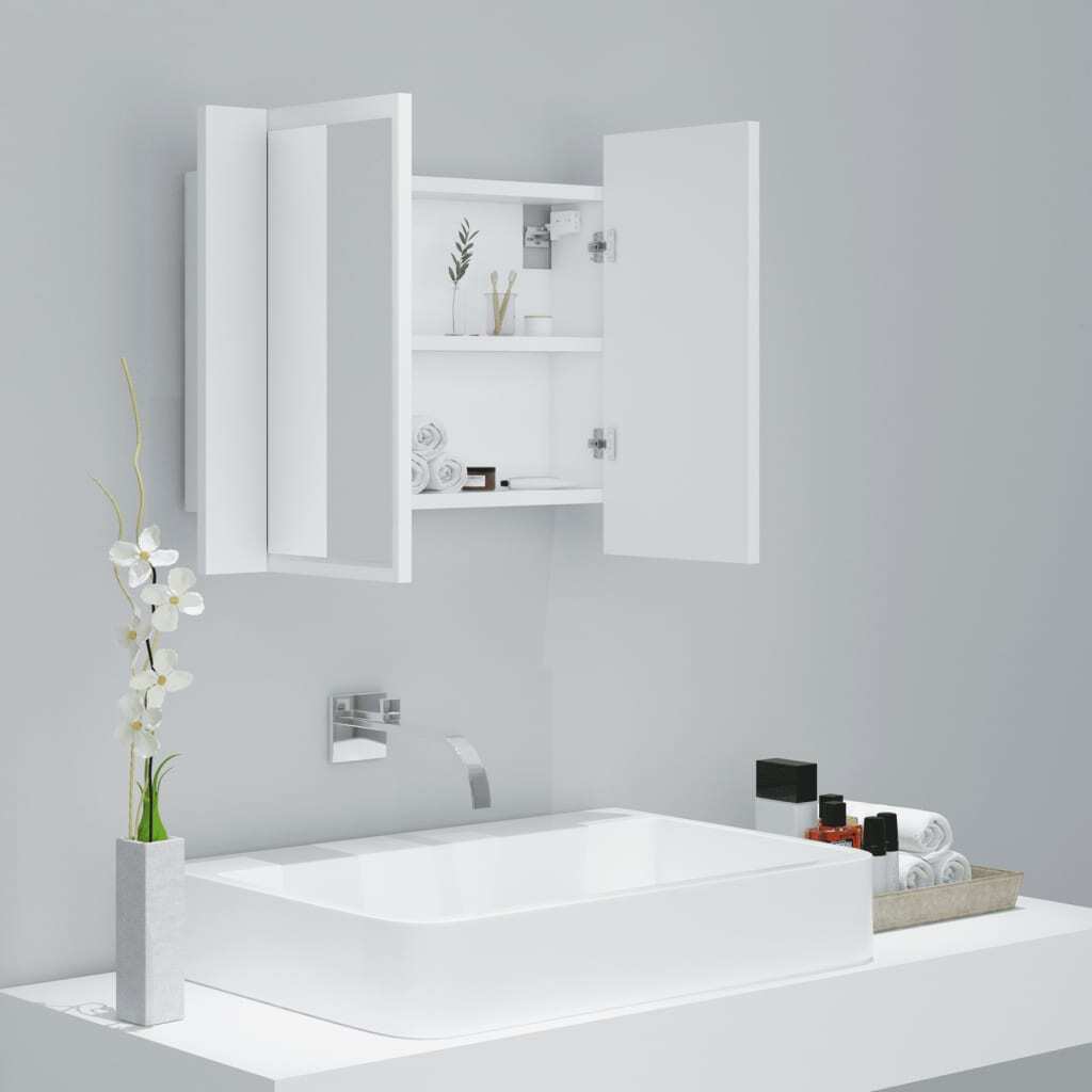 LED Bathroom Mirror Cabinet White 60x12x45 cm Acrylic