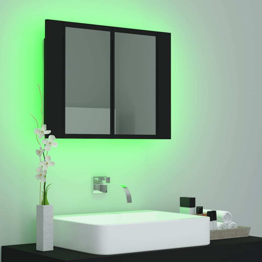 LED Bathroom Mirror Cabinet Black 60x12x45 cm Acrylic