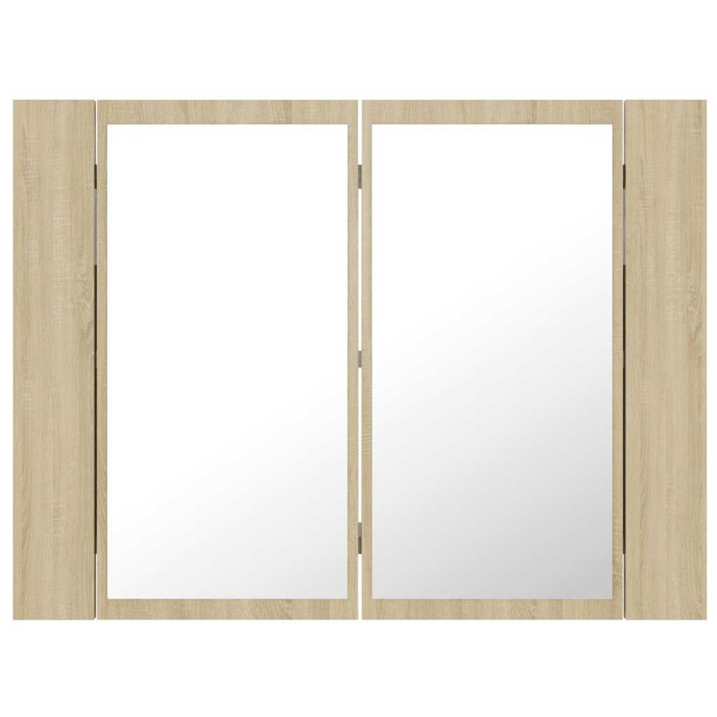 LED Bathroom Mirror Cabinet Sonoma Oak 60x12x45 cm Acrylic