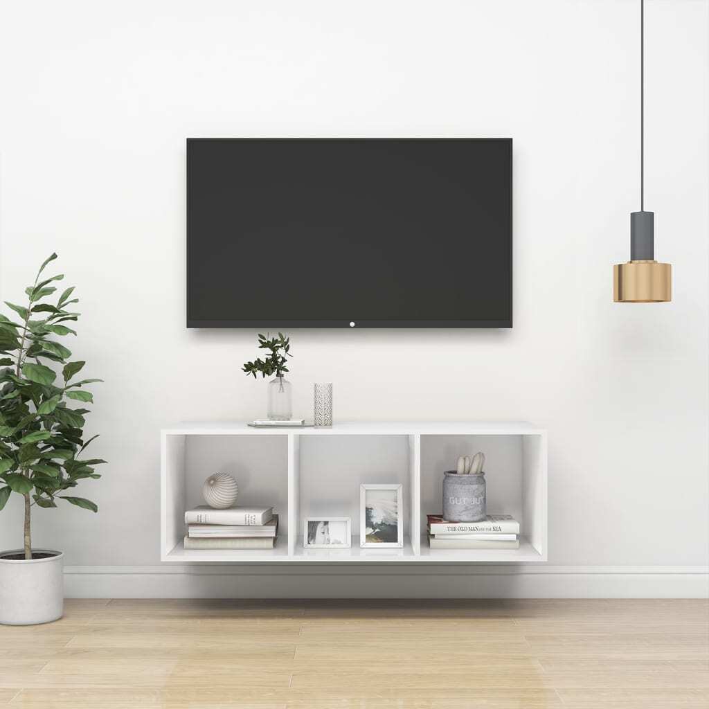 Wall-mounted TV Cabinet White 37x37x107 cm Engineered Wood