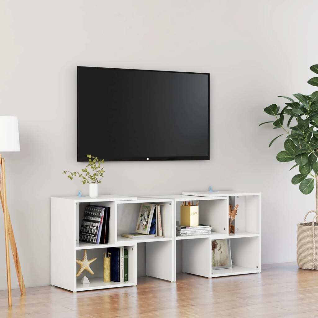 TV Cabinet High Gloss White 104x30x52 cm Engineered Wood