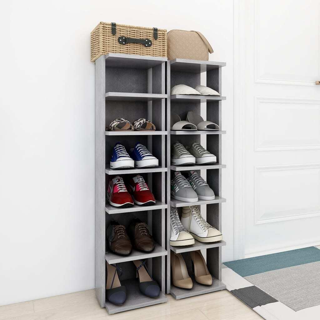 Shoe Cabinets 2 pcs Concrete Grey 27.5x27x102 cm