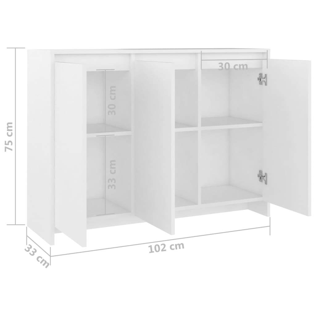 Sideboard White 102x33x75 cm Engineered Wood