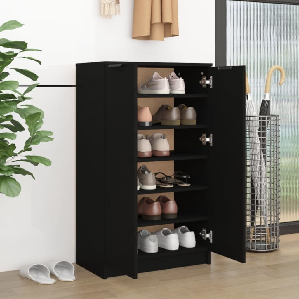 Shoe Cabinet Black 59x35x100 cm Engineered Wood