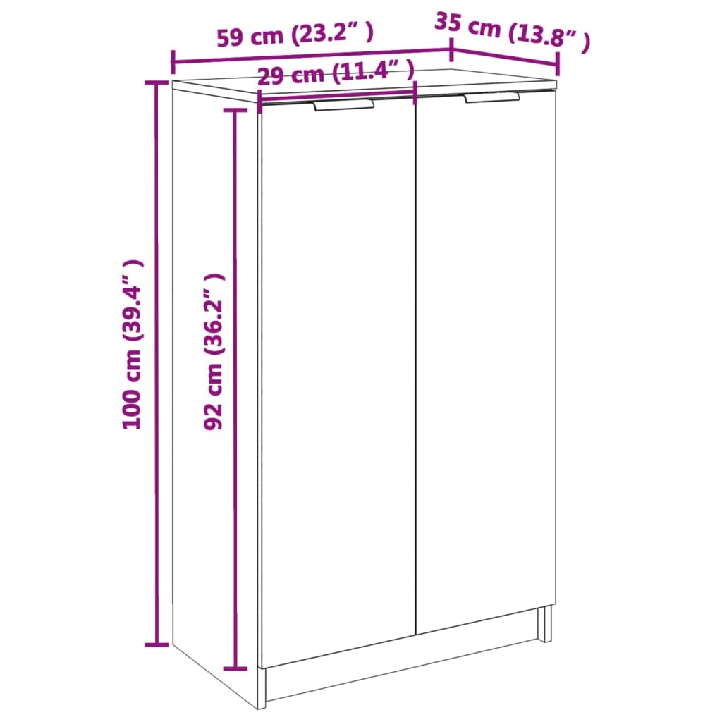 Shoe Cabinet Black 59x35x100 cm Engineered Wood