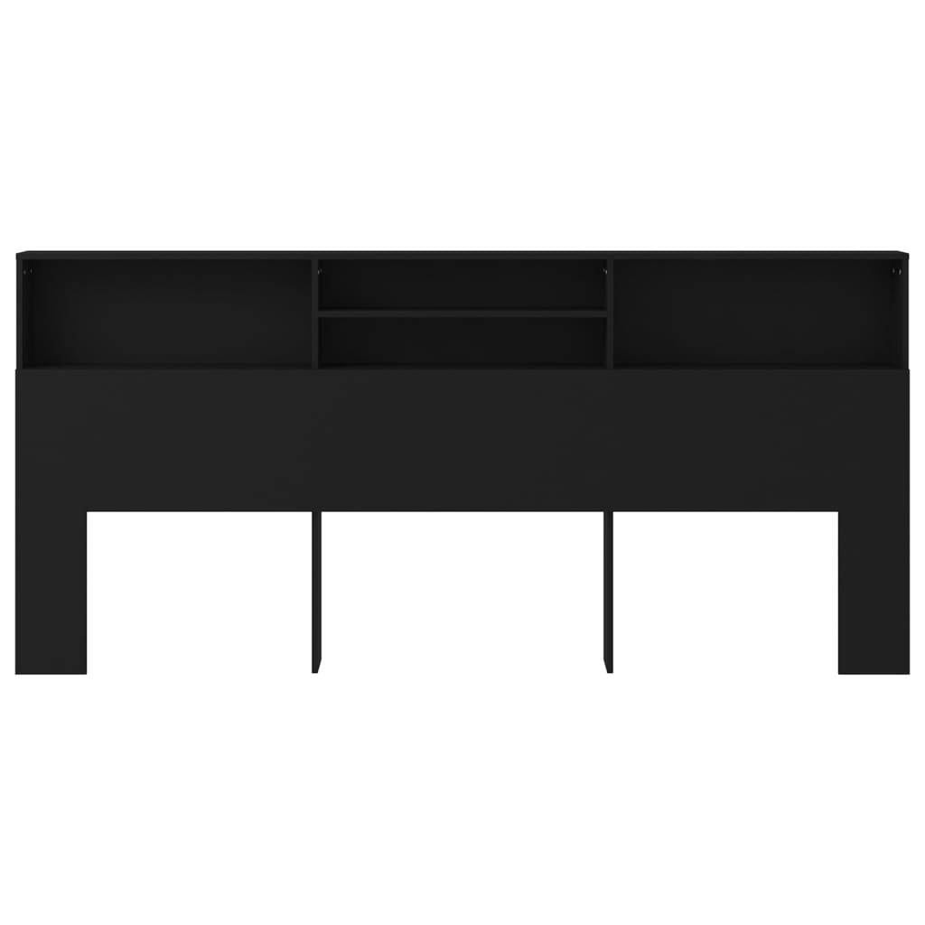 Headboard Cabinet Black 220x19x103.5 cm