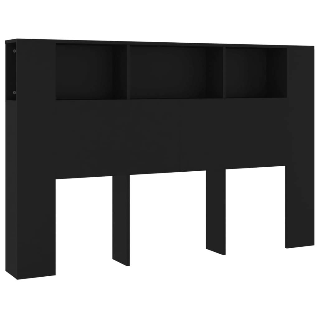 Headboard Cabinet Black 160x18.5x104.5 cm