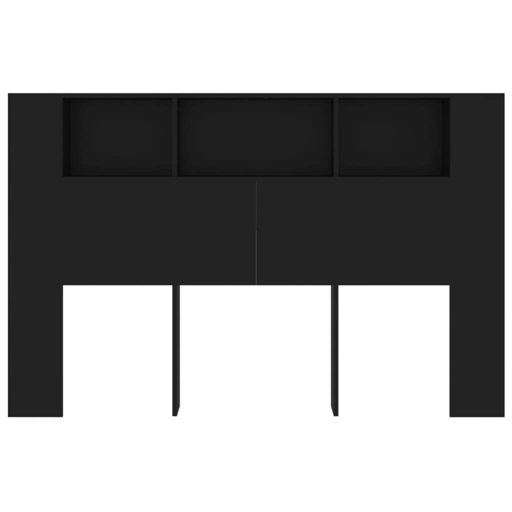 Headboard Cabinet Black 160x18.5x104.5 cm