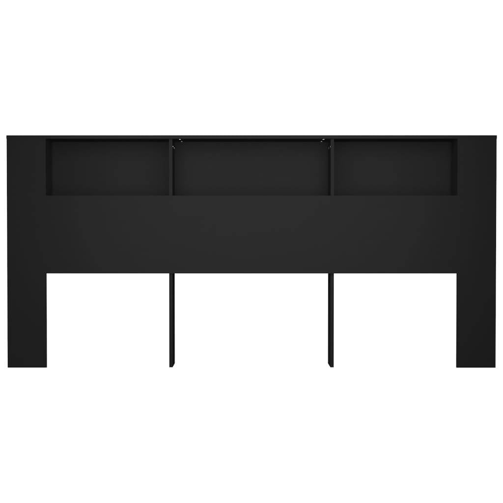 Headboard Cabinet Black 220x18.5x104.5 cm