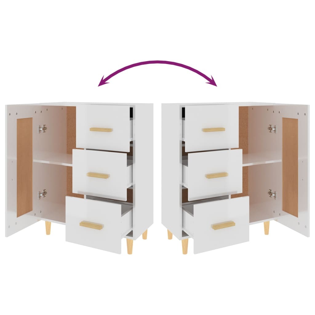 Sideboard High Gloss White 69.5x34x90 cm Engineered Wood