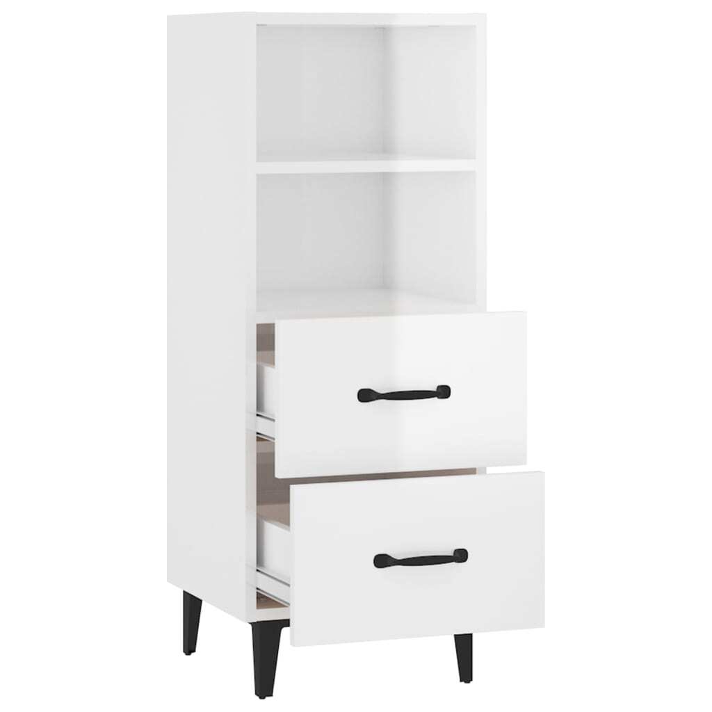 Sideboard High Gloss White 34.5x34x90 cm Engineered Wood