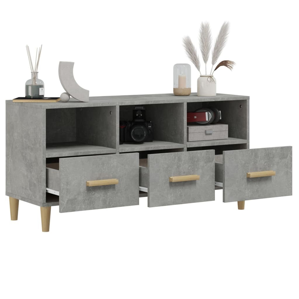 TV Cabinet Concrete Grey 102x36x50 cm Engineered Wood
