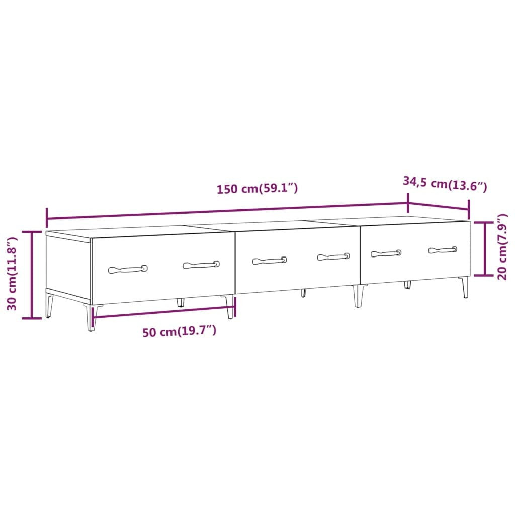 TV Cabinet Black 150x34,5x30 cm Engineered Wood