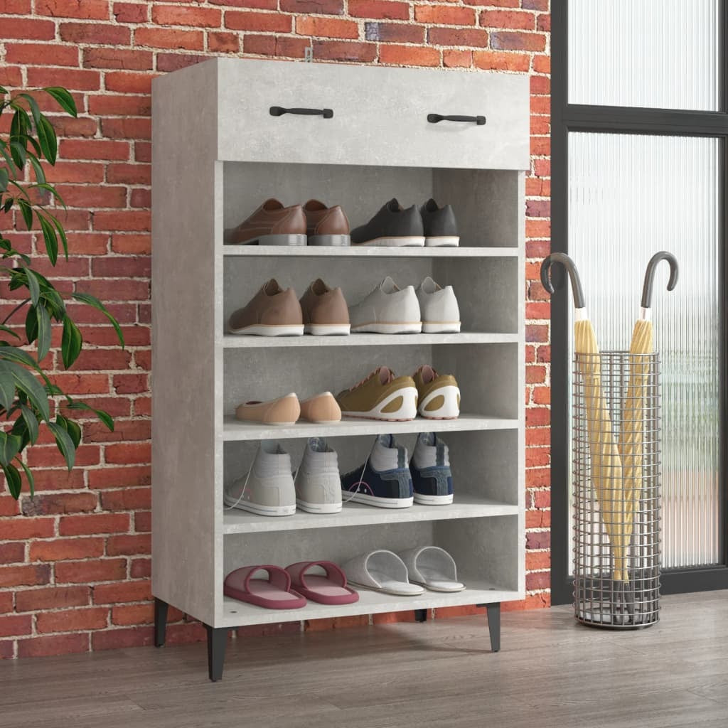 Shoe Cabinet Concrete Grey 60x35x105 cm Engineered Wood