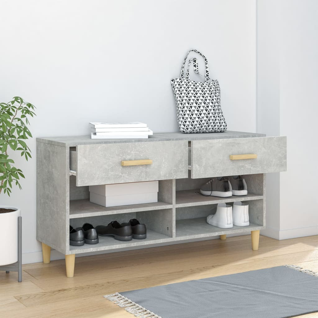 Shoe Cabinet Concrete Grey 102x35x55 cm Engineered Wood