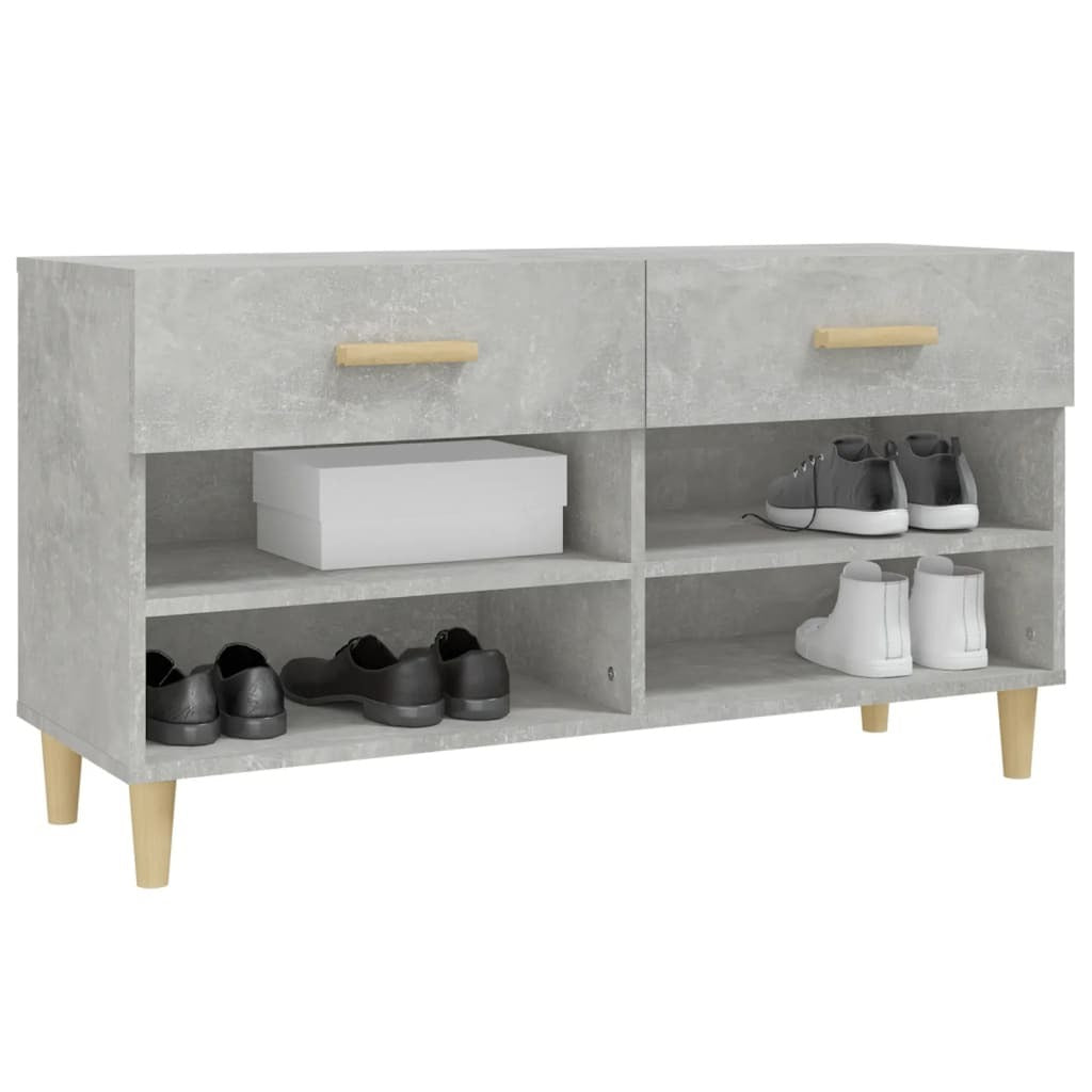 Shoe Cabinet Concrete Grey 102x35x55 cm Engineered Wood