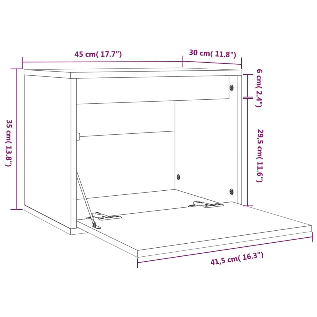 Wall Cabinet 45x30x35 cm Solid Pinewood