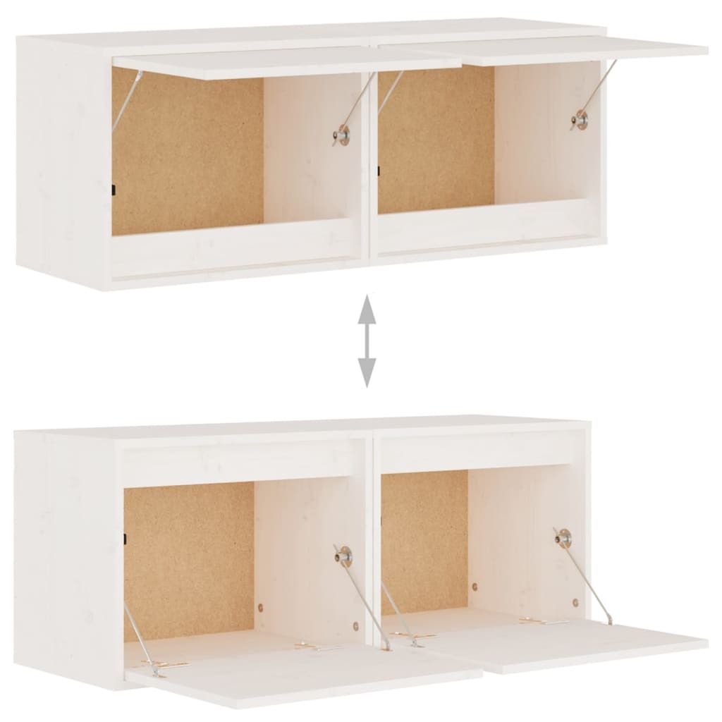 Wall Cabinets 2 pcs White 45x30x35 cm Solid Pinewood