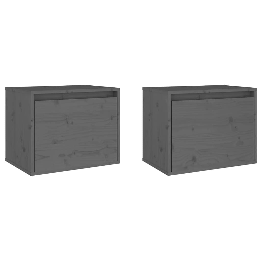 Wall Cabinets 2 pcs Grey 45x30x35 cm Solid Pinewood