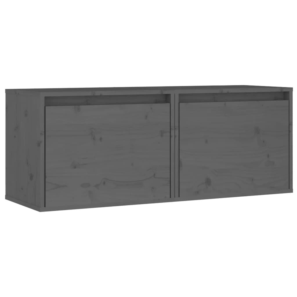 Wall Cabinets 2 pcs Grey 45x30x35 cm Solid Pinewood